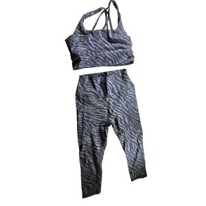 CVG Bra & Leggings Set Metallic Zebra Womens Sports fitness Activewear yoga